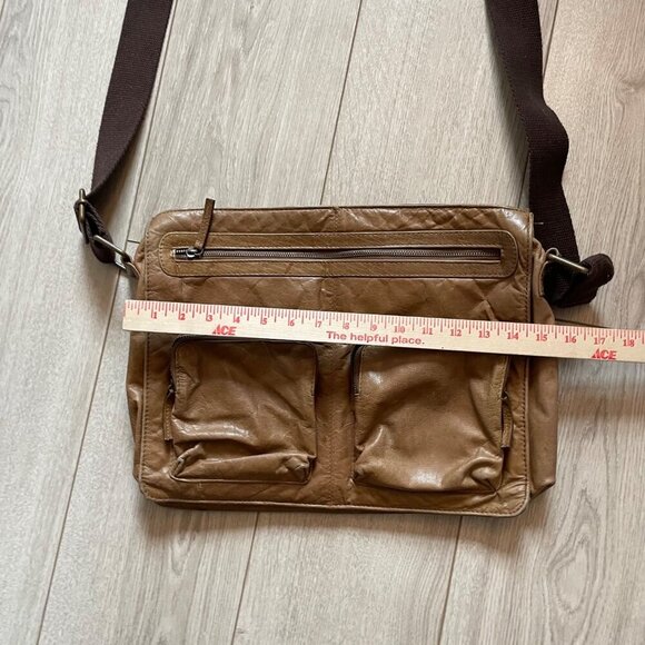 M. Julian Brown Leather Messenger Bag With Adjustable Strap & Multiple Pockets - Picture 9 of 12